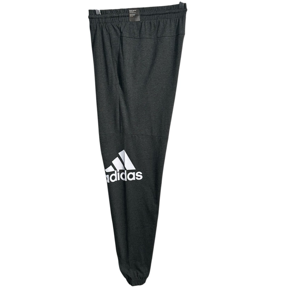 adidas Men's Tapered Jersey Jogger Pants Size 2XLT (39X33") Gray Essentials Logo - Picture 3 of 9